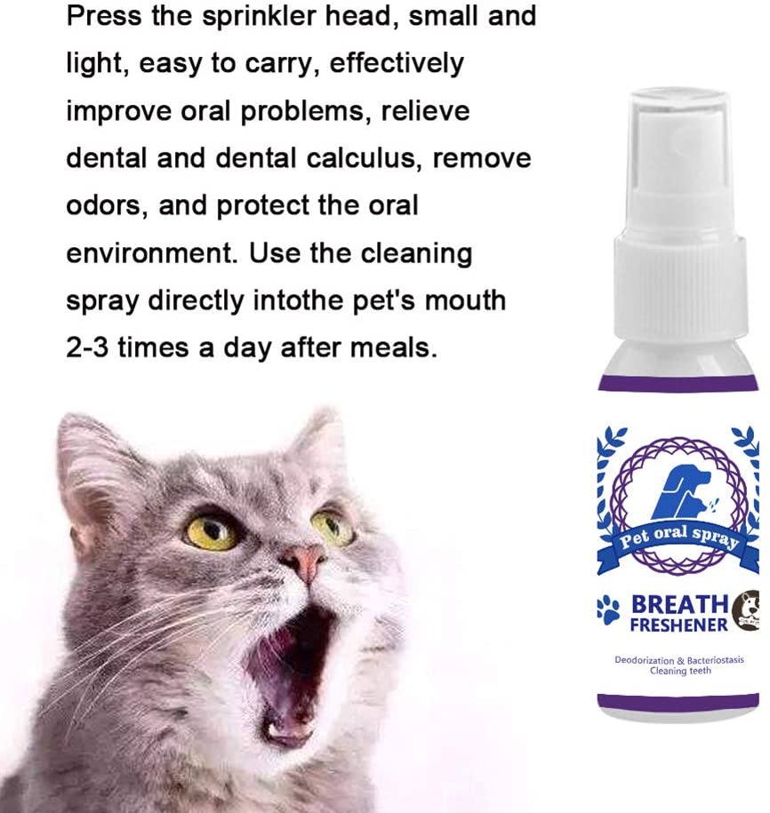  Cutogain Cuidado de Mascotas Spray de Enjuague bucal Dientes de Mascotas Limpiador de Aliento Ambientador Gatos para Perros Spray bucal Limpiador de Cuidado 