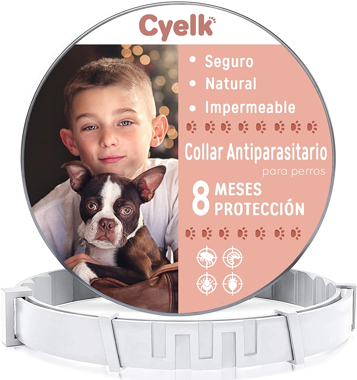  Cyelk Collar Antiparasitos Perro, contra Garrapatas y Pulgas, Collar Antipulgas Perro Natural Hipoalergénicos para Mascota Pequeño Mediano Grande 