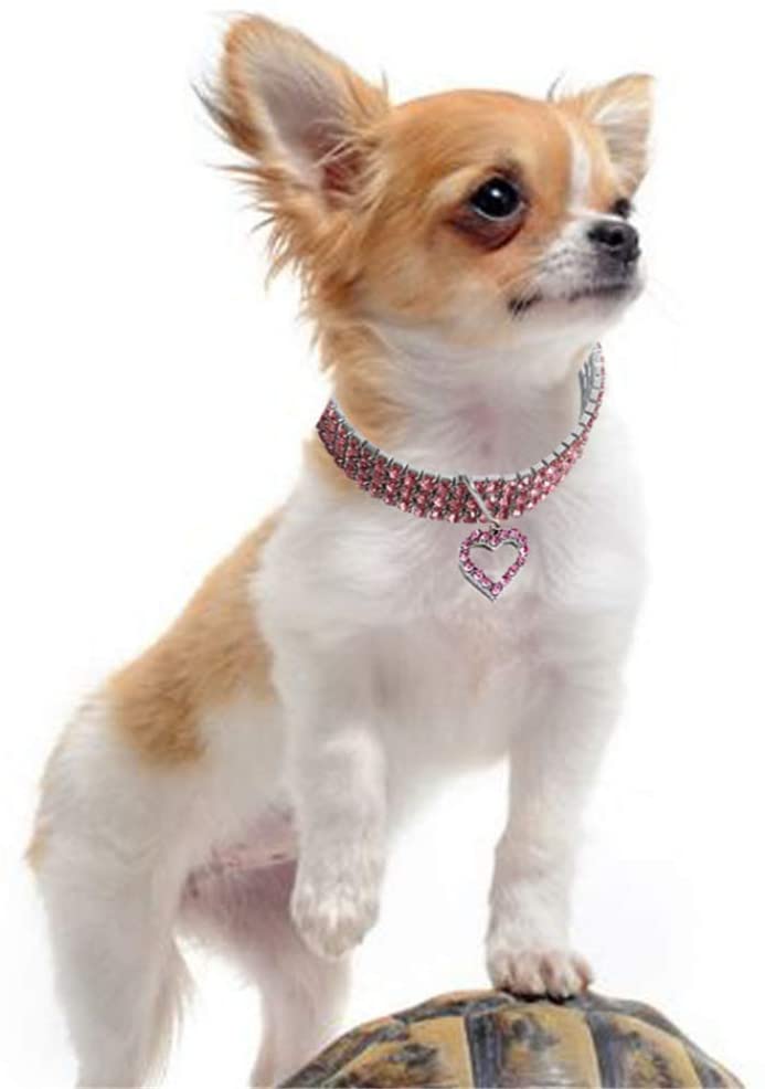  CZZJH Collar para Mascotas En Forma De Corazón Collar para Mascotas Cadena De Perro Gato Cristal Collar De Amor 