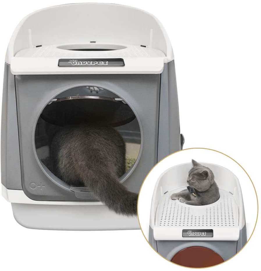  DADYPET Arenero gatos 55*46*49cm Aseo Gatos Doble puerta giratoria Desodorante de carbón activado 