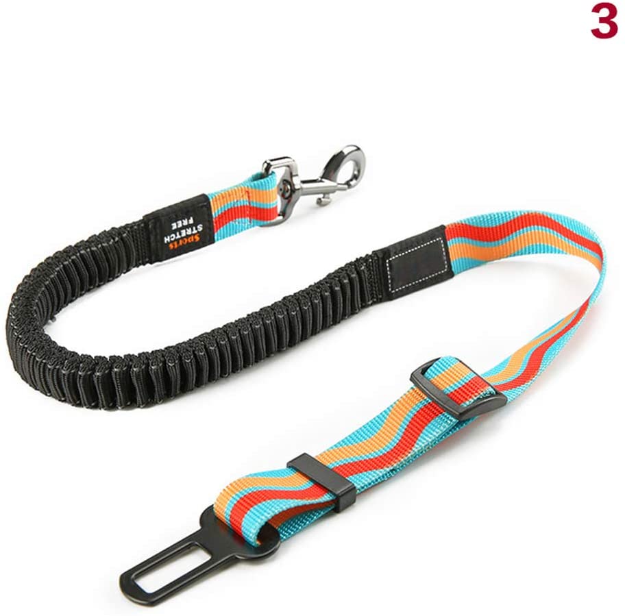  Dastrues Adjustable Dog Seat Belt for Car Dog Car Harness with Bungee Buffer Safety Elastic Leads 