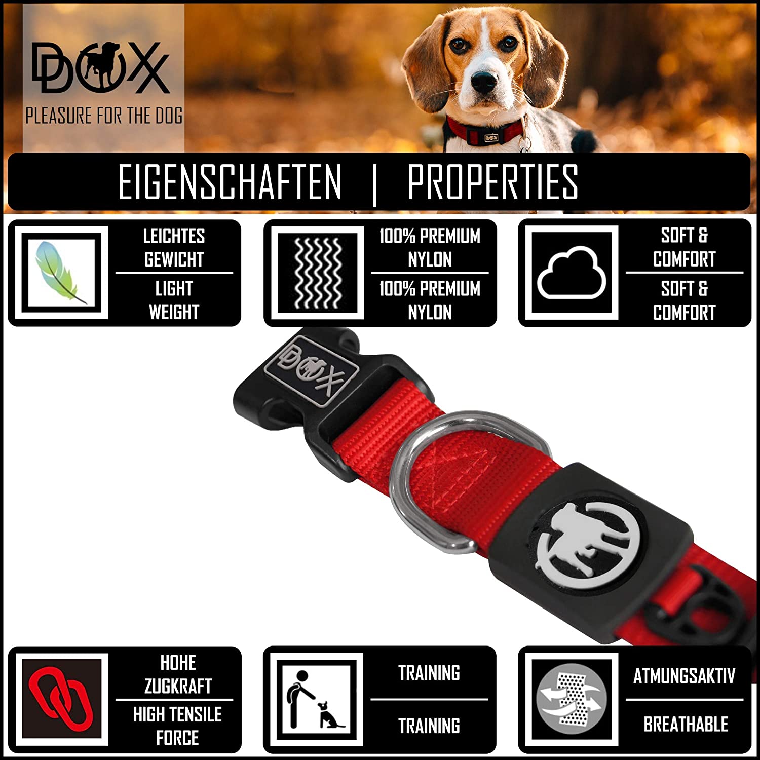  DDOXX Collar Perro Nylon, Ajustable | Diferentes Colores & Tamaños | para Perros Pequeño, Mediano y Grande | Collares Accesorios Gato Cachorro | Rosado Pink, S 