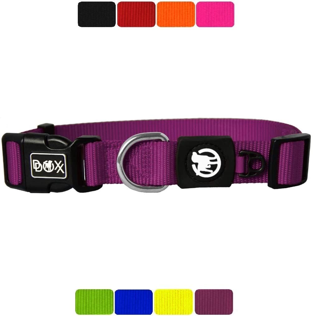  DDOXX Collar Perro Nylon, Ajustable | Diferentes Colores & Tamaños | para Perros Pequeño, Mediano y Grande | Collares Accesorios Gato Cachorro | Violeta, XS 