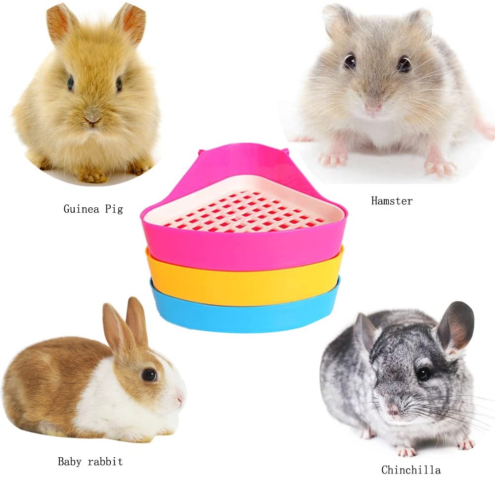 DesignerBox - Bandeja de Arena para Mascotas, diseño de triángulo pequeño para Animales, para Hacer Orinal, para hámster, Chinchilla, cobaya, Conejo, hurón (Color al Azar) 