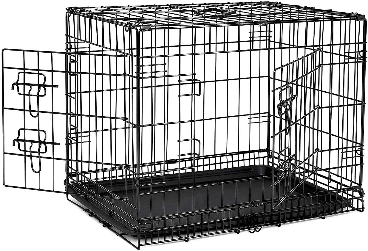  dibea DC00491, jaula de transporte para perros y animales pequeños, caja robusta hecha de alambre fuerte, plegable / con bisagras, 2 puertas, con bandeja inferior, tamaño M. 