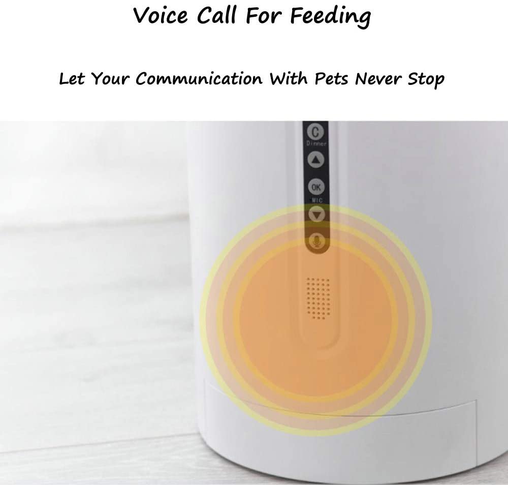  DjfLight Alimentador automatico de Mascotas para Perro Gato, automatico comedero, Mascota Inteligente Llamada de Voz para Dispositivo de alimentación, Alimentador cuantitativo pequeño Máquina 