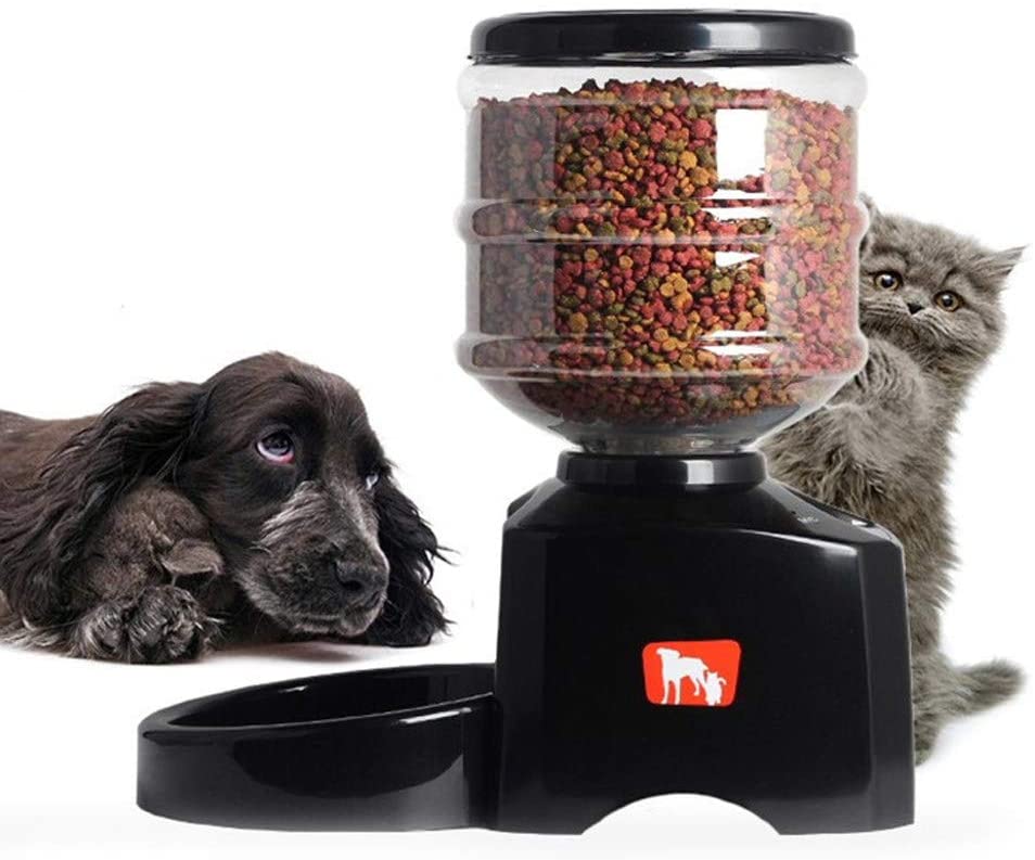  DjfLight Alimentador automatico de Mascotas para Perro Gato, automatico comedero,Black 