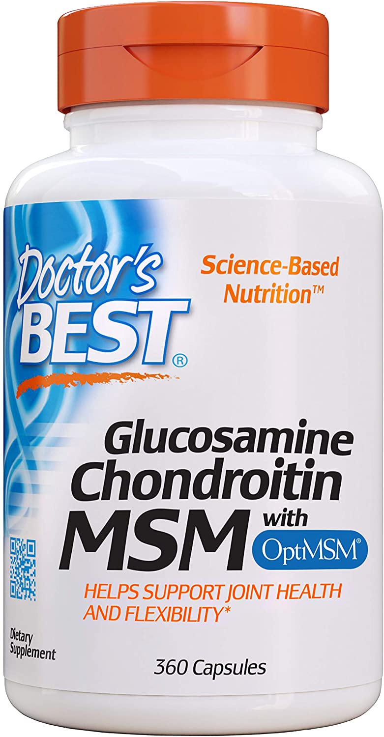  Doctor's Best | MSM Glucosamina Condroitina con OptiMSM | 360 cápsulas vegetales | sin gluten y soya 