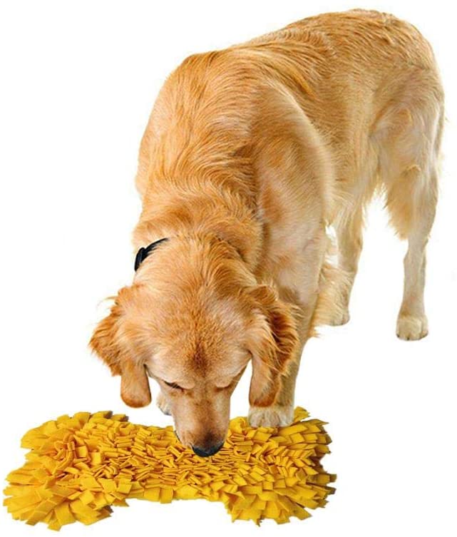  Dog Snuffle Mat Forma de Hueso Juguete Suave Almohadilla Entrenamiento de Alimentación Olfateando Esteras Puzzle Juguetes Suministros de Mascotas Nosework Borla Manta 