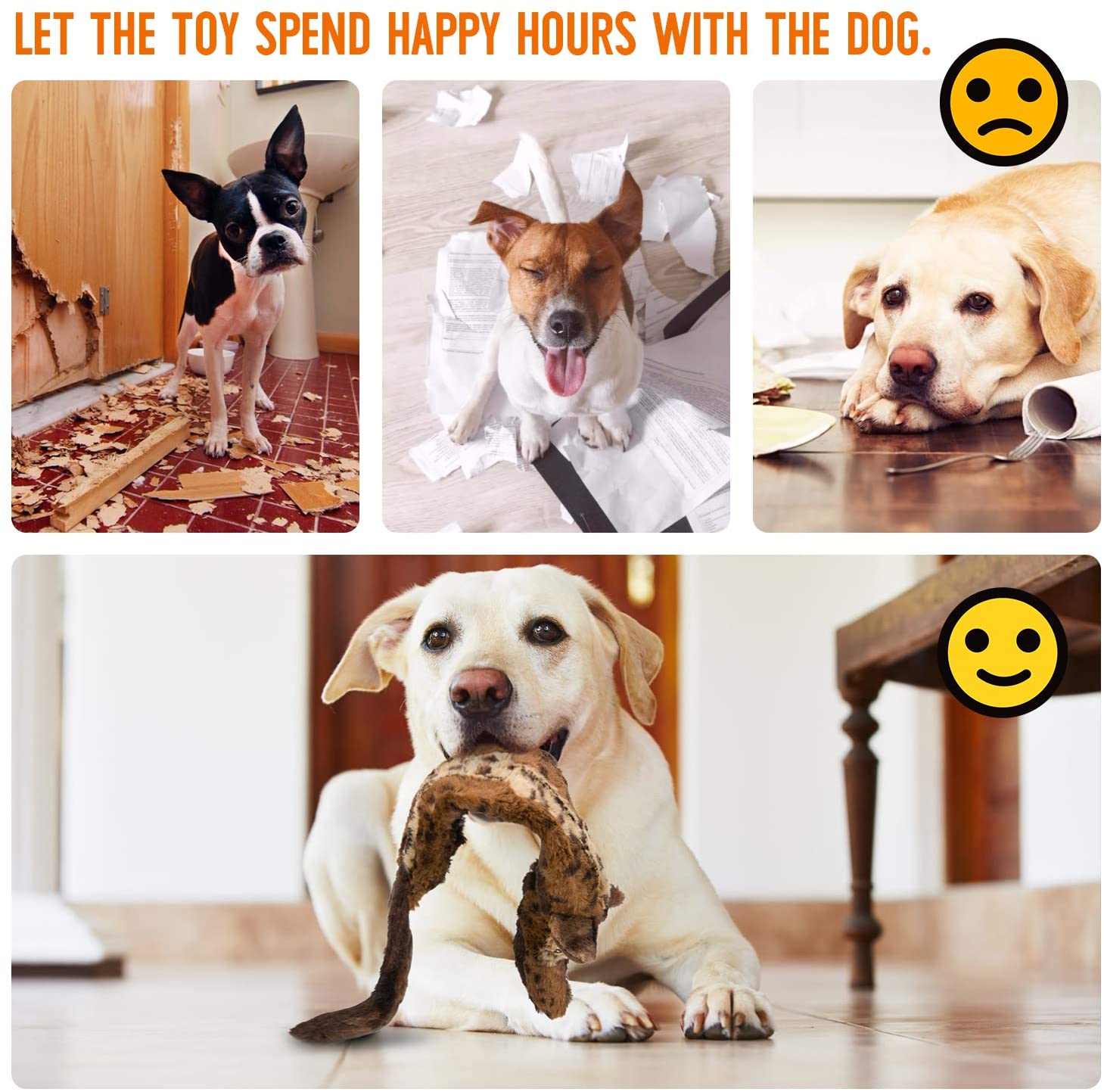  Dog Squeaky Toys Peluches para perros Chew No Stuffing Puppy Toys Juguetes de cuerda duraderos 