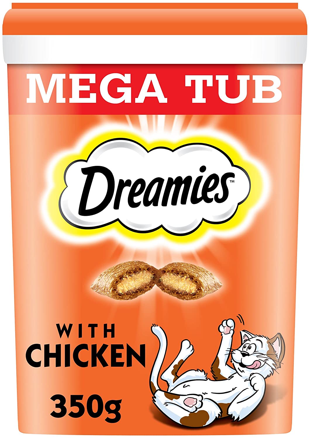  Dreamies -Golosinas para gatos, sabor: Pollo MegaTub, 350 g (Pack of 2) 