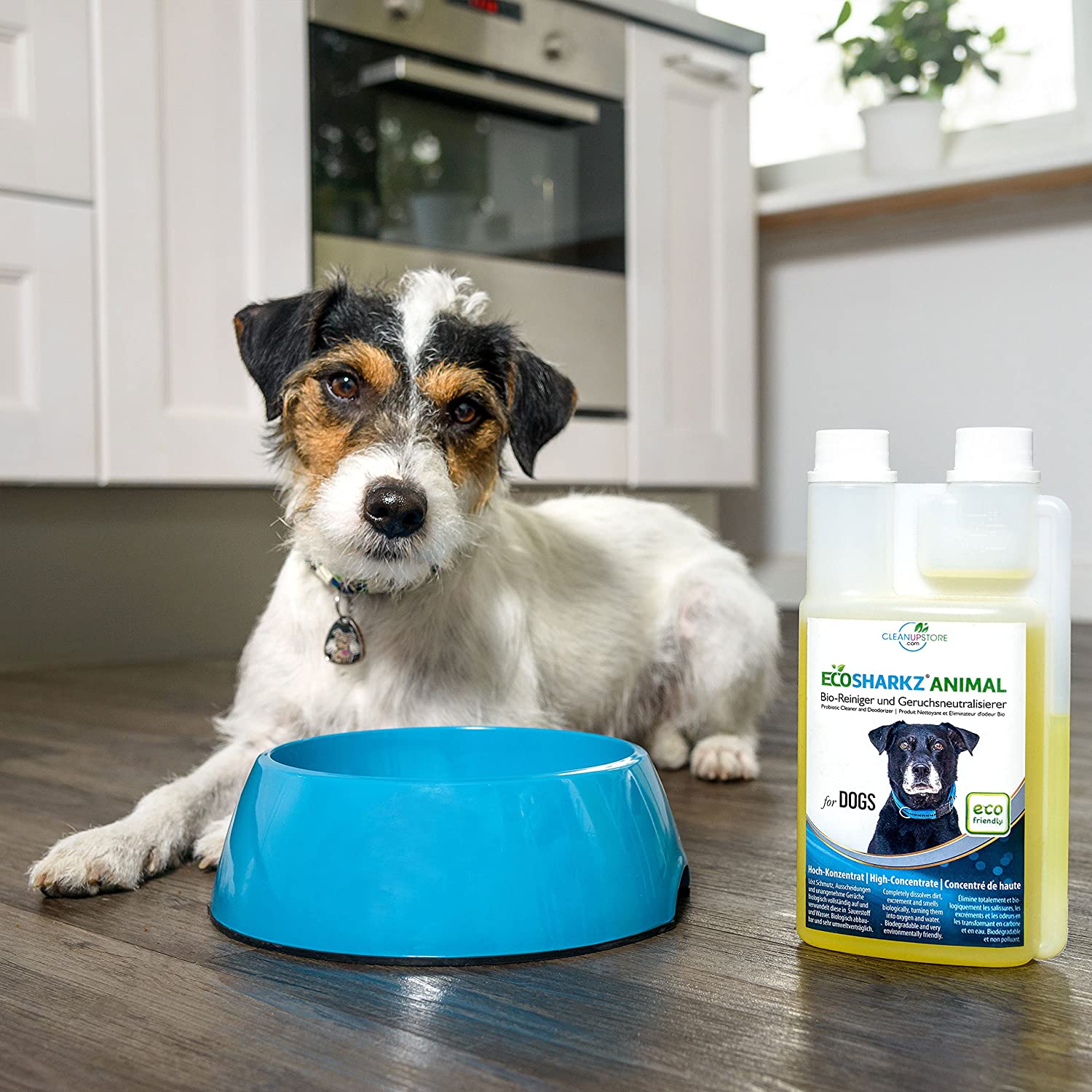  Ecosharkz neutralisant de mauvaises odeurs pour chiens - désodorisant naturel - concentré à haut débit pour éliminer l’odeur d’urine (jusqu'à 25L de solution nettoyante) 