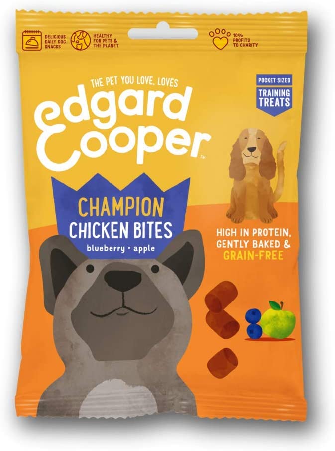  Edgard & Cooper premios para Perros sin Cereales, Natural con Pollo. Snacks Ricos en proteínas hasta 85% de Carne cocinados al Horno con Ingredientes Simples. Packs de 15x50grs Bolsas Biodegradables 