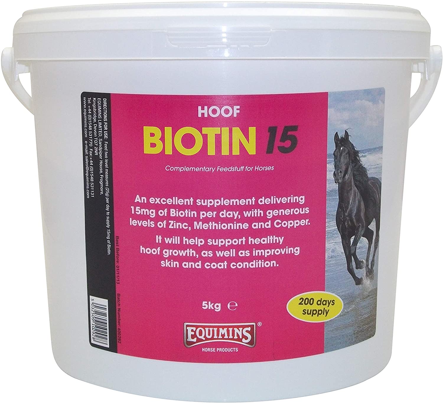  Equimins EQS0033 Suplemento Biotina 15, Unisex Adulto, Transparente, 1 kg 
