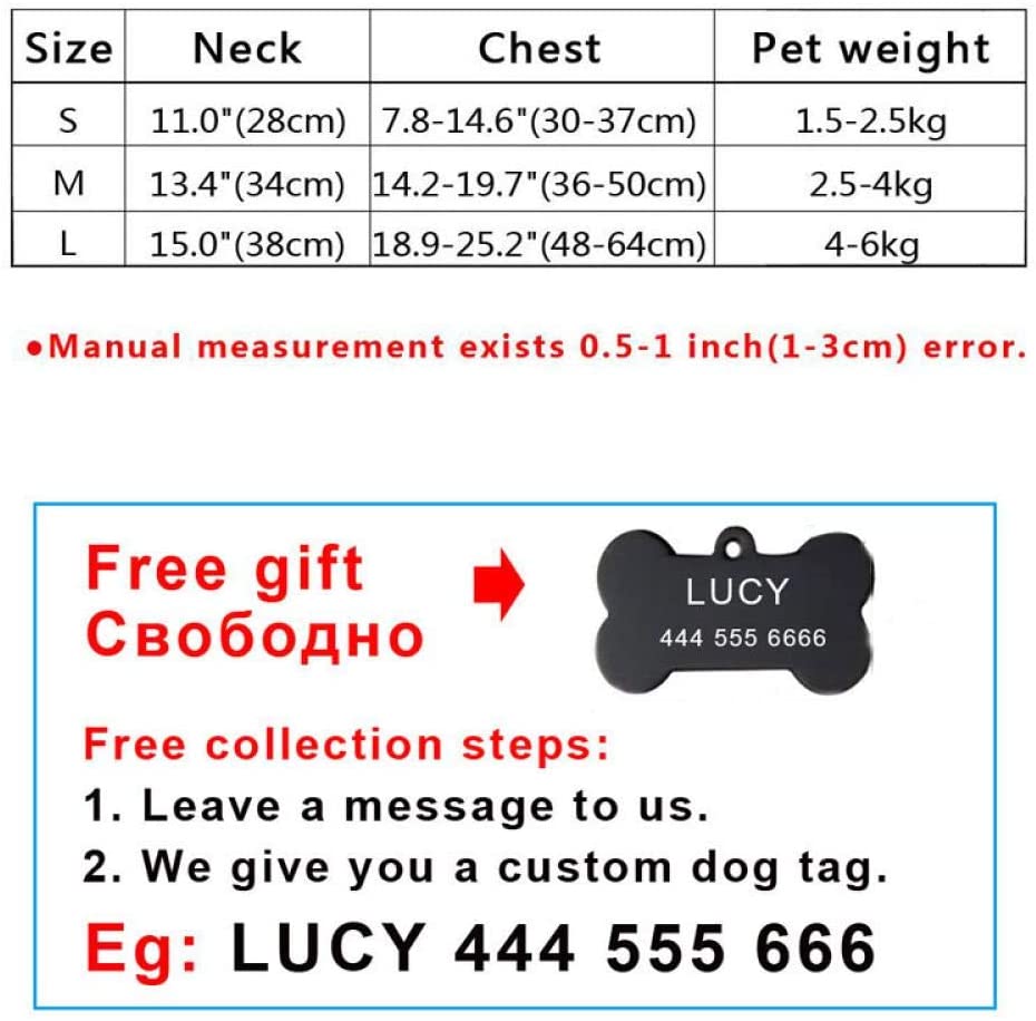  fdrghtjhy Collar para Mascotas Kit De Arnés Y Correa para Mascotas para Perros Pequeños, Collar De Arnés para Chaleco De Gato para Cachorros, Gato Ajustable, 6 