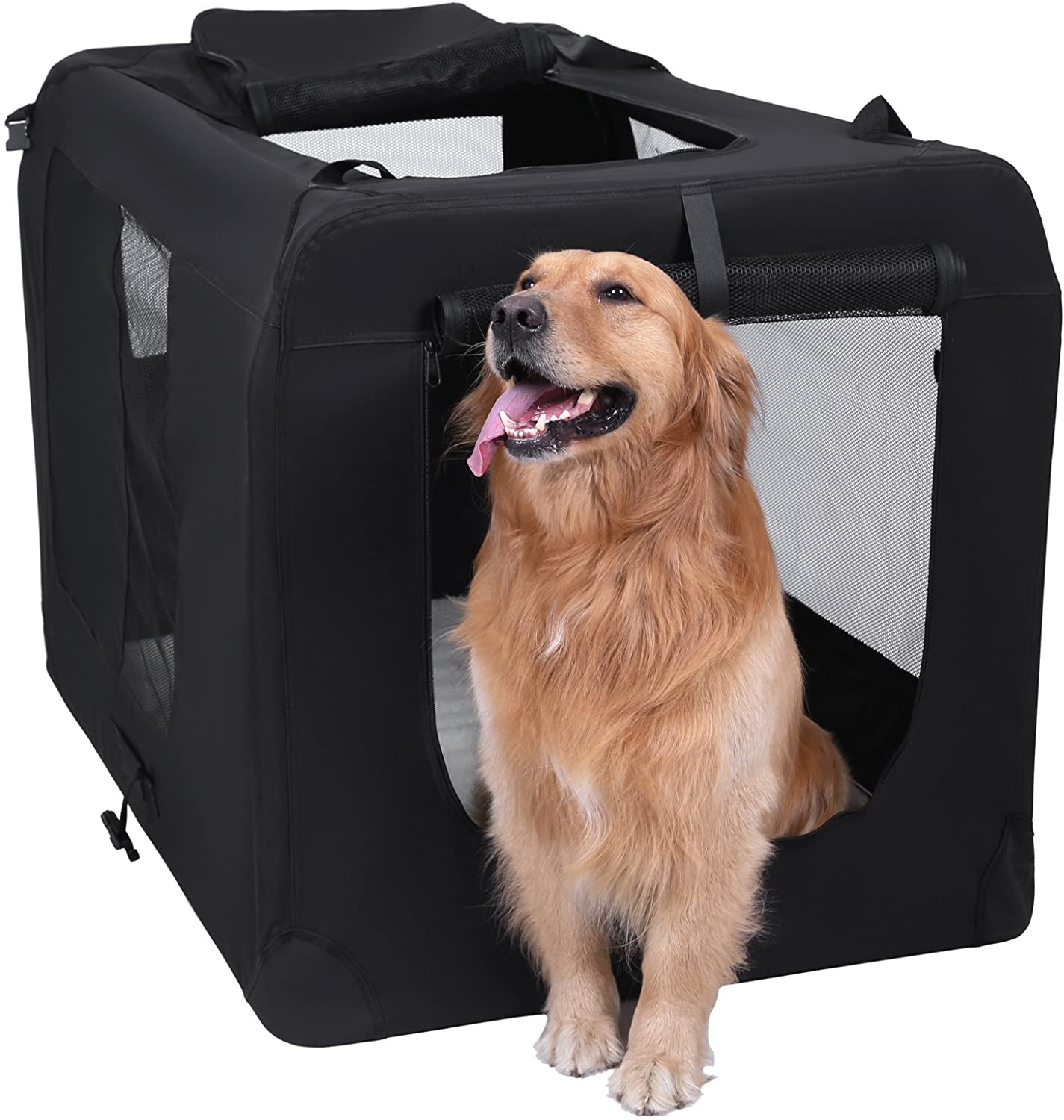  FEANDREA Bolsa de Transporte para Mascotas Transportín Plegable para Perro Portador Tela Oxford Negro XXXL 102 x 69 x 69 cm PDC10H 