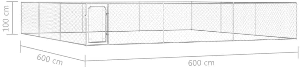  Festnight Perrera de Exterior de Acero Galvanizado Perrera para Exterior 6x6x1 m Puerta Batiente con un Pestillo de Seguridad 