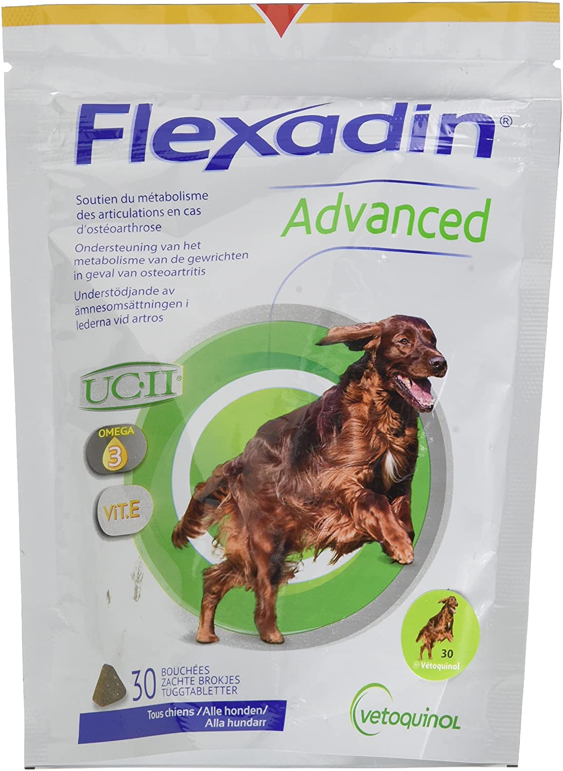 FLEXADIN 30 Bouchées Advanced Vetoquinol - Pour chien - Soulage les articulations 