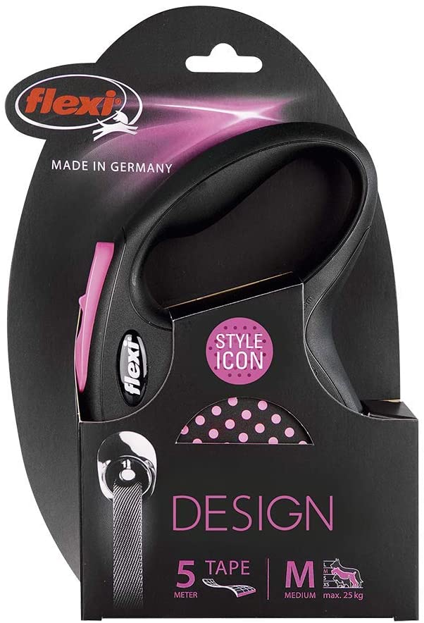  FLEXI Design M Cinta 5 m, Negro/Pink 