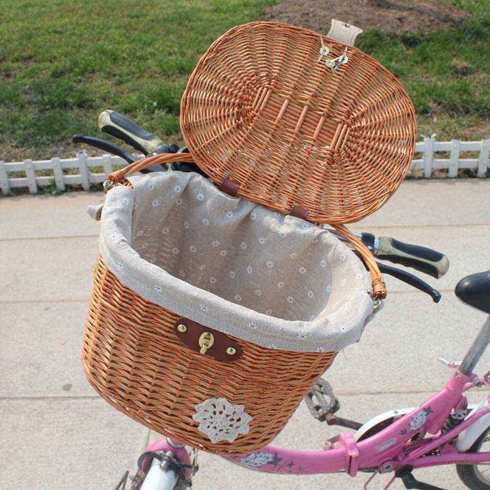  Fllyingu - Cesta de mimbre para bicicleta, diseño vintage 