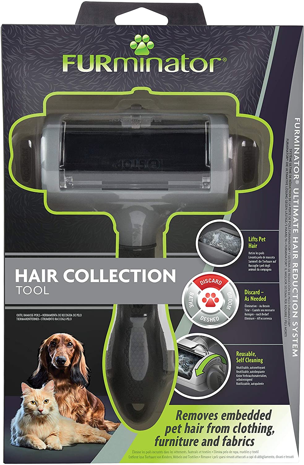 Furminator - Cepillo quitapelusas Reutilizable para Eliminar pelos Sueltos de Perros y Gatos de Ropa, Muebles y Telas 