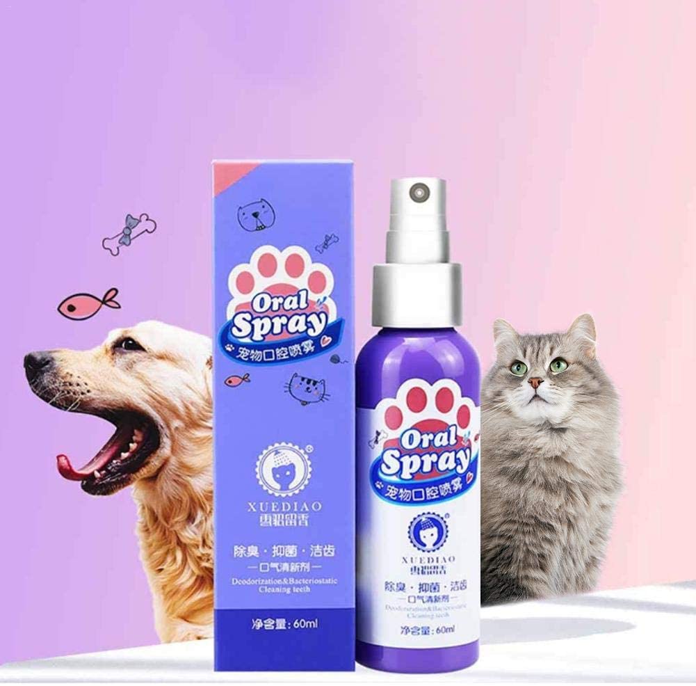  Gaeruite Spray para ambientador de Aliento para Mascotas, Spray para Mascotas Diente de Limpieza para el Aliento Ambientador Enjuague bucal Limpiador para el Cuidado del Gato del Perro 