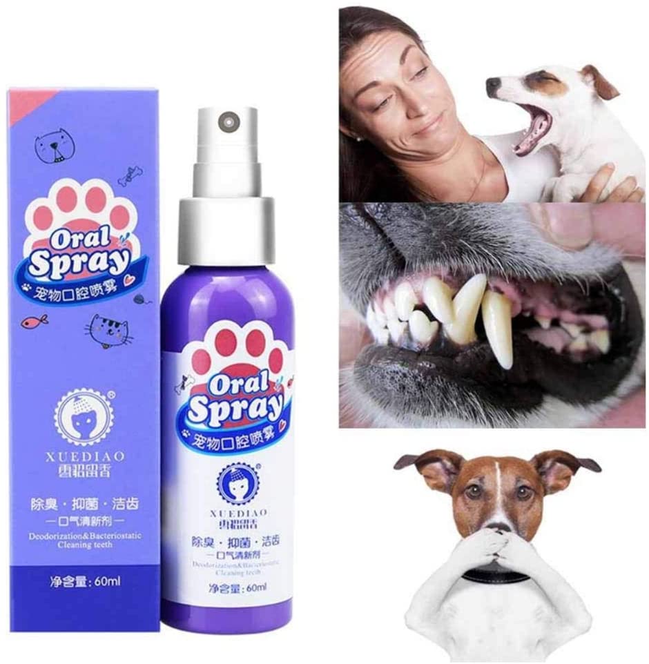  Gaeruite Spray para ambientador de Aliento para Mascotas, Spray para Mascotas Diente de Limpieza para el Aliento Ambientador Enjuague bucal Limpiador para el Cuidado del Gato del Perro 