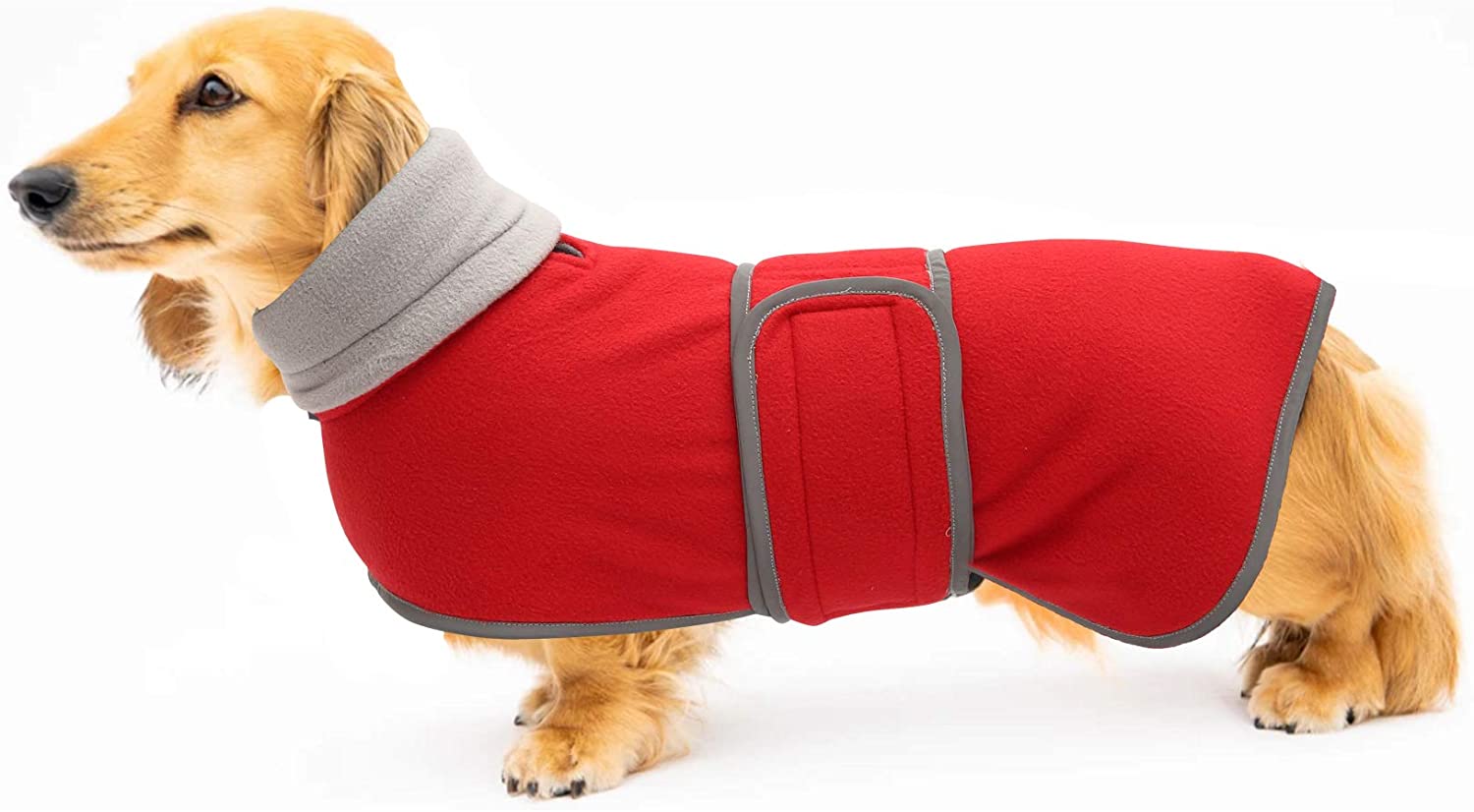  Geyecete Abrigo cálido acolchado térmico para perro salchicha con forro polar cálido, ropa para perro al aire libre con bandas ajustables para perros pequeños, medianos y grandes 