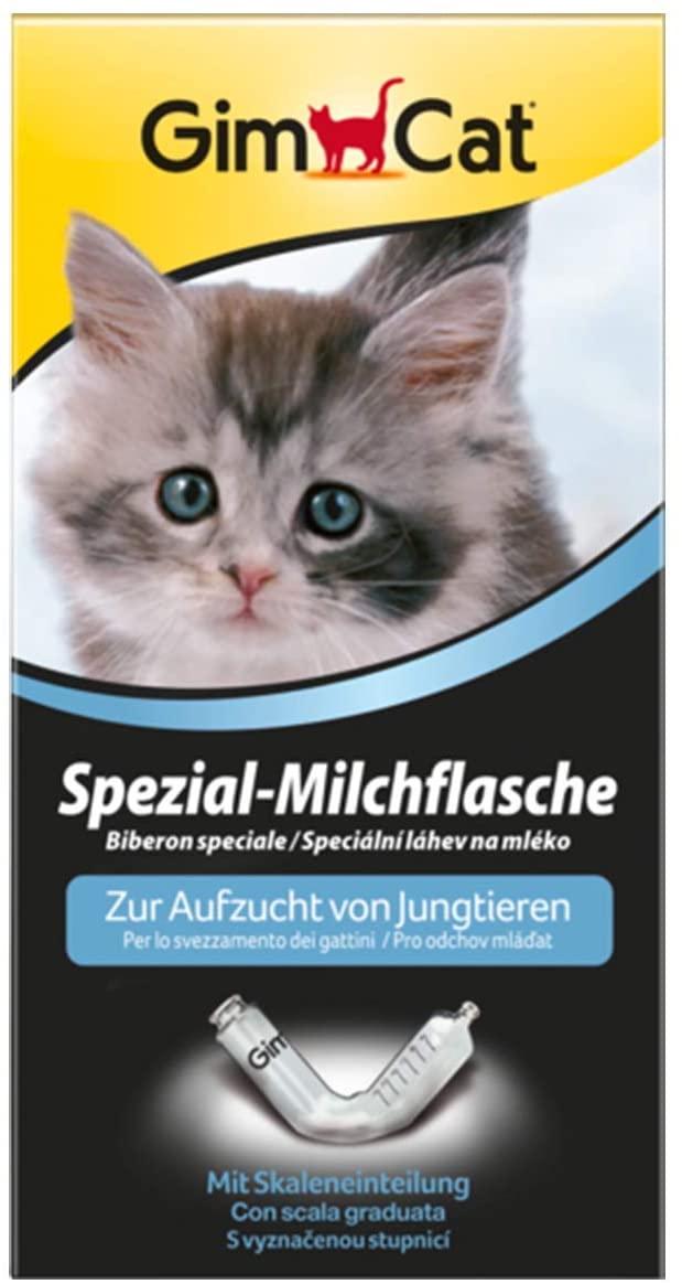  GimCat biberón especial con escala de medición – Ayuda para la cría de cachorros de gato y otros animales jóvenes – 1 biberón 