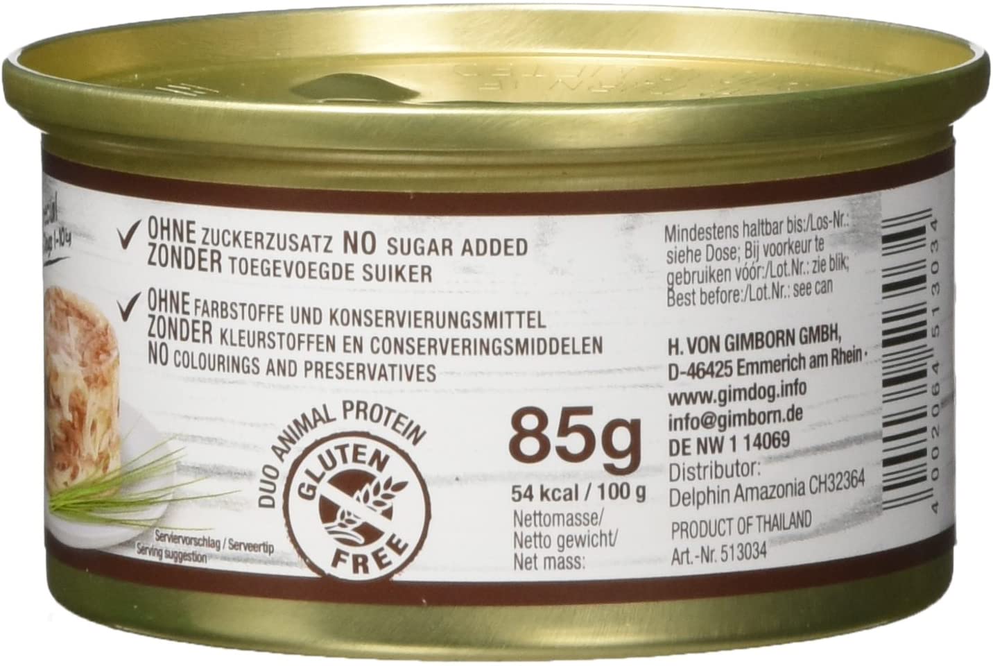  GimDog Pure Delight, pollo con vacuno – Snack rico en proteínas en deliciosa gelatina – Especial para perros de hasta 10 kg – Sin azúcar añadido – 12 latas (12 x 85 g) 
