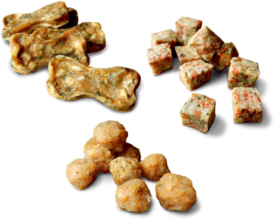  GimDog Superfood Meat Snacks Mixpack, Mono-Protein Hundesnack con Carne de Pollo, Leckerlie sin Zuckerzusatz, 1x180g Mix-Pack (1xBalls, 1xCubes, 1xBones) 