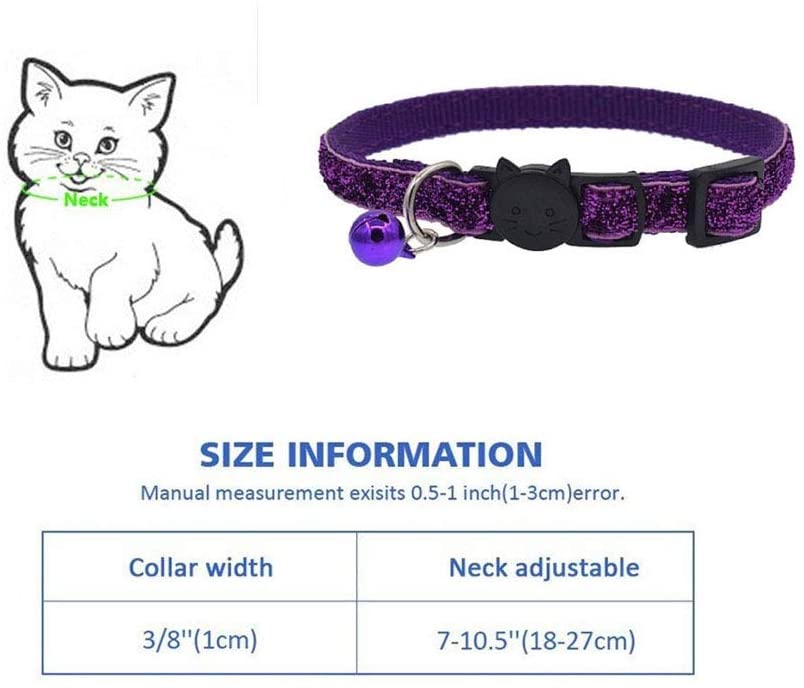  GingerUP Juego de 6 Collares para Gatos de Seguridad con Campana, Ajustables de 20 a 25 cm 