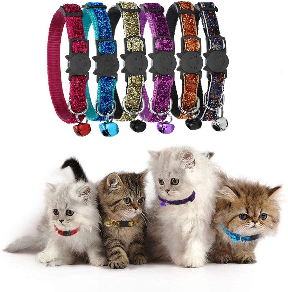  GingerUP Juego de 6 Collares para Gatos de Seguridad con Campana, Ajustables de 20 a 25 cm 