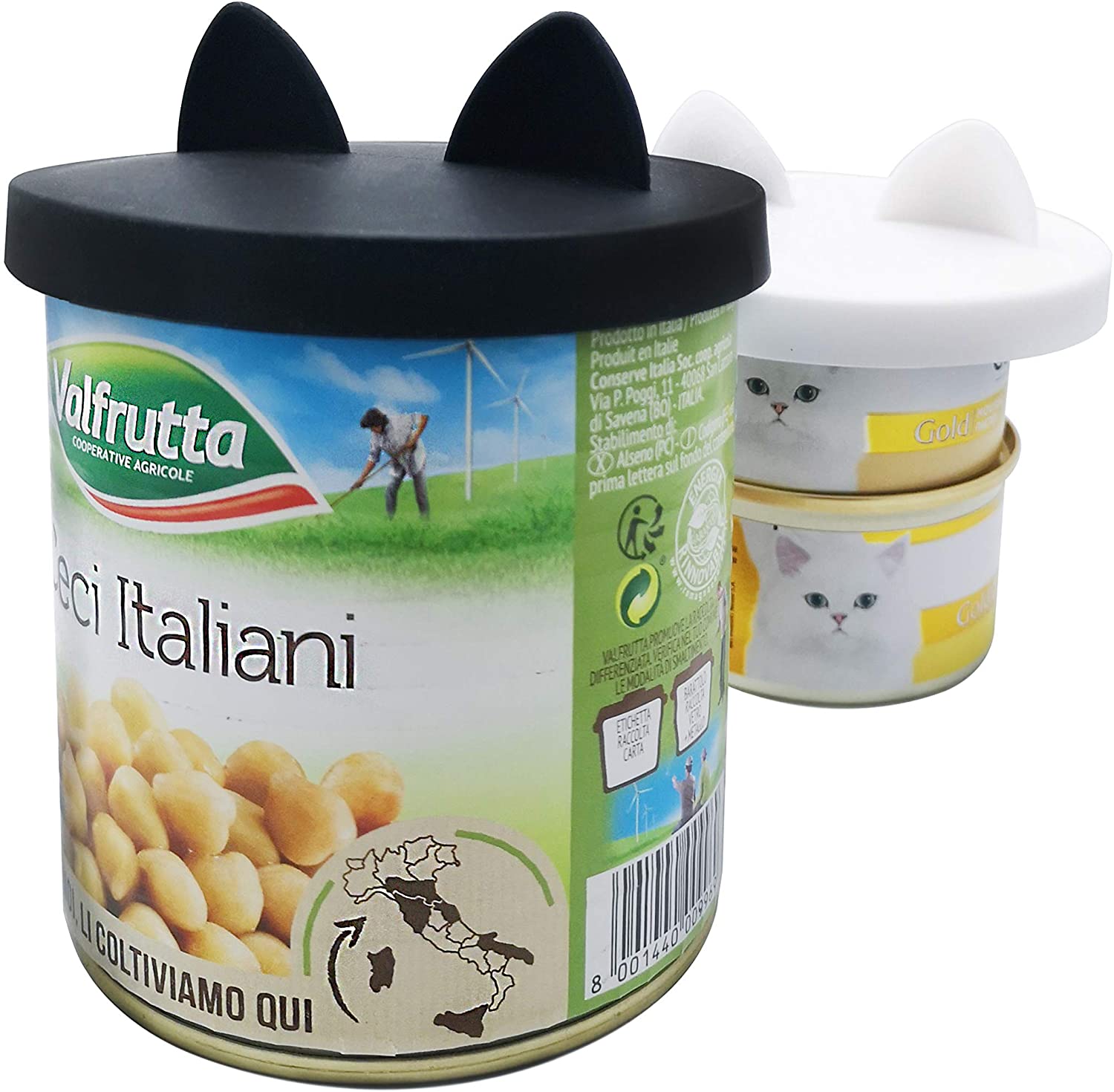  GuMan 2 Paquetes de Tapas para latas de Comida para Mascotas con diseño de Oreja, Silicona Universal para Gatos y Perros, 1 para 3 tamaños estándar 