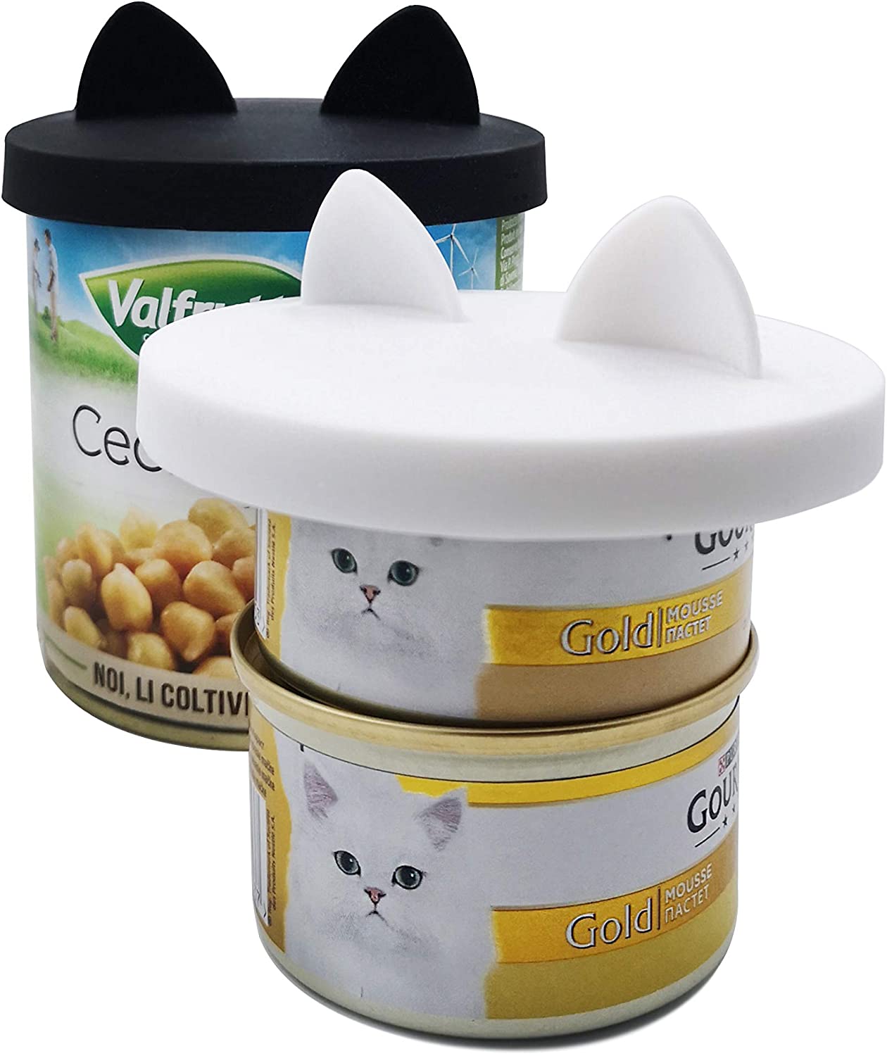  GuMan 2 Paquetes de Tapas para latas de Comida para Mascotas con diseño de Oreja, Silicona Universal para Gatos y Perros, 1 para 3 tamaños estándar 