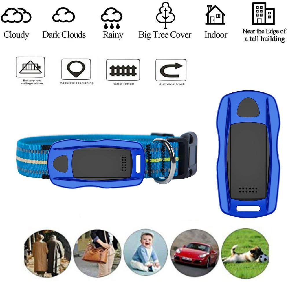  Hangang Rastreador GPS para Perros y Gatos,Último Modelo Localizador GPS Resistente al Agua se Ajusta al Collar para Perros con Seguimiento de Actividad. (Rojo) 