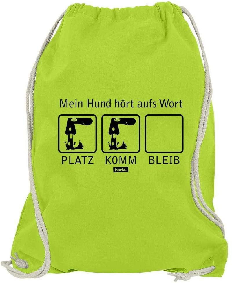  Hariz - Bolsa de Deporte con Texto en alemán Mein Hund Hört Aufs Wort Hund Frauchen Plus, Color Limette Grün, tamaño Talla única 