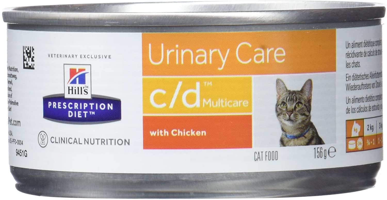  HILL's Pet Nutrition, Prescription Diet C/D, Comida para gatos con sabor a pollo, 156 gramos, 1 pieza 