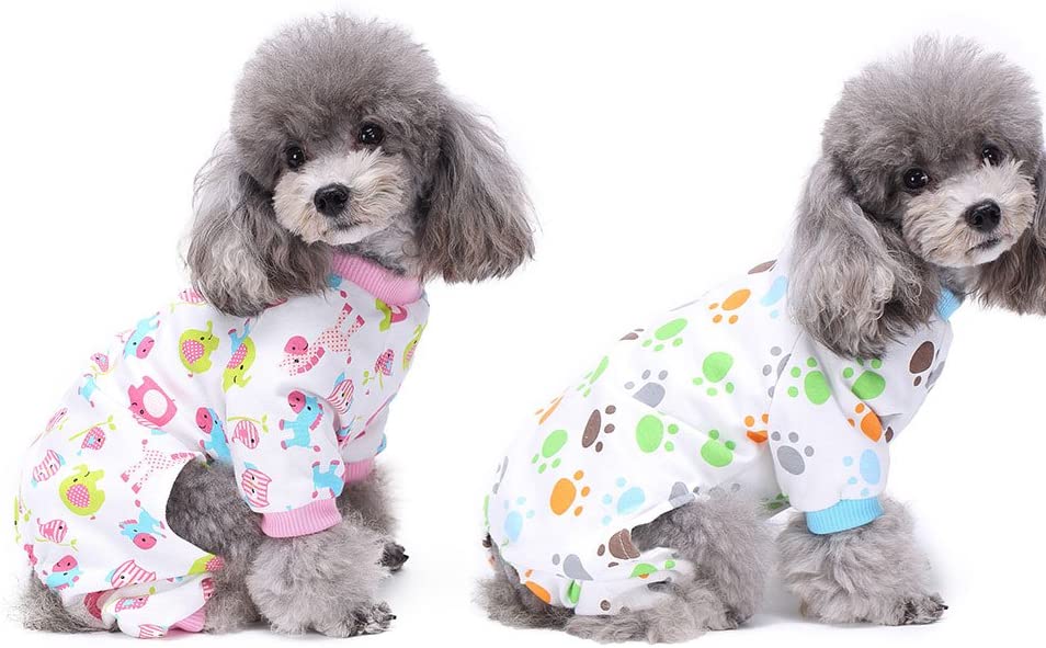  HongYH 2-Pack Ropa para Perros Perros Gatos Onesie Pijamas de Perro Suave Algodón Puppy Rompers Mono de Mascota Acogedor Body para Perros pequeños y Gatos 