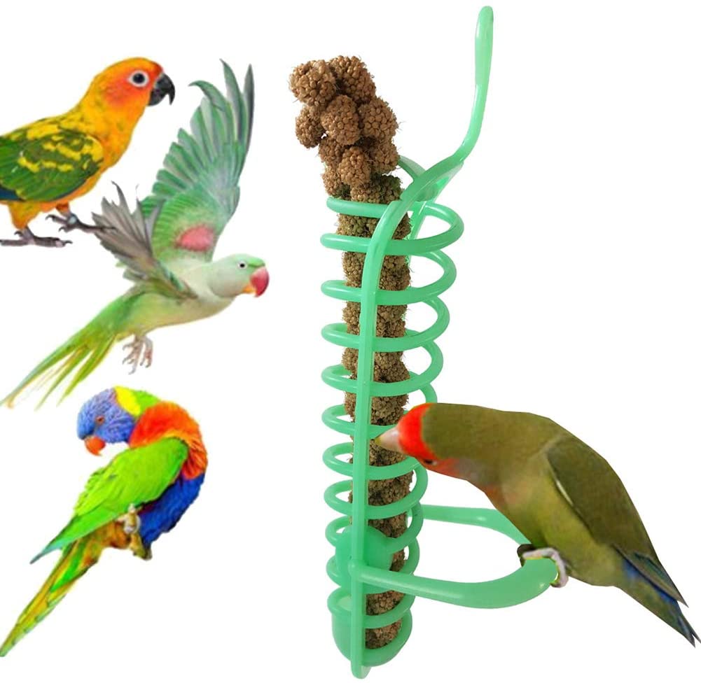  HuhuswwBin - Comedero en Espiral portátil para Colgar pájaros, Loro, Comida y Frutas, Juguete para Escalada 