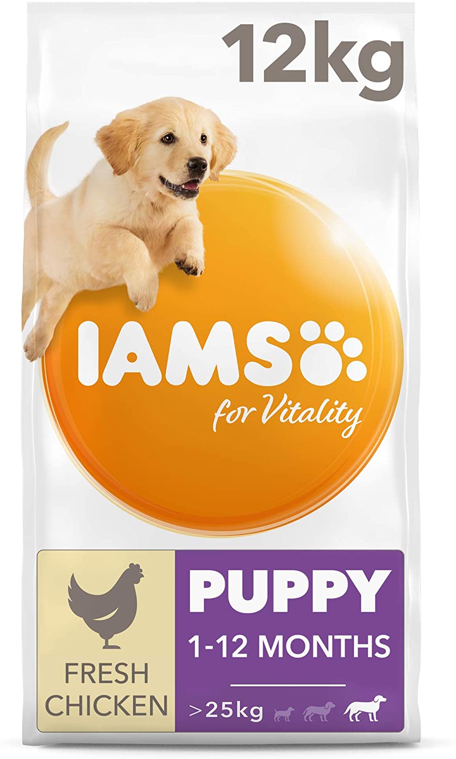  IAMS for Vitality Alimento para Cachorros Grandes con pollo fresco [12 kg] 