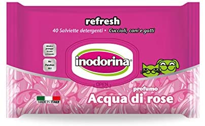  Inodorina Toallitas Refresh Agua de Rosas, 40 Unidades 