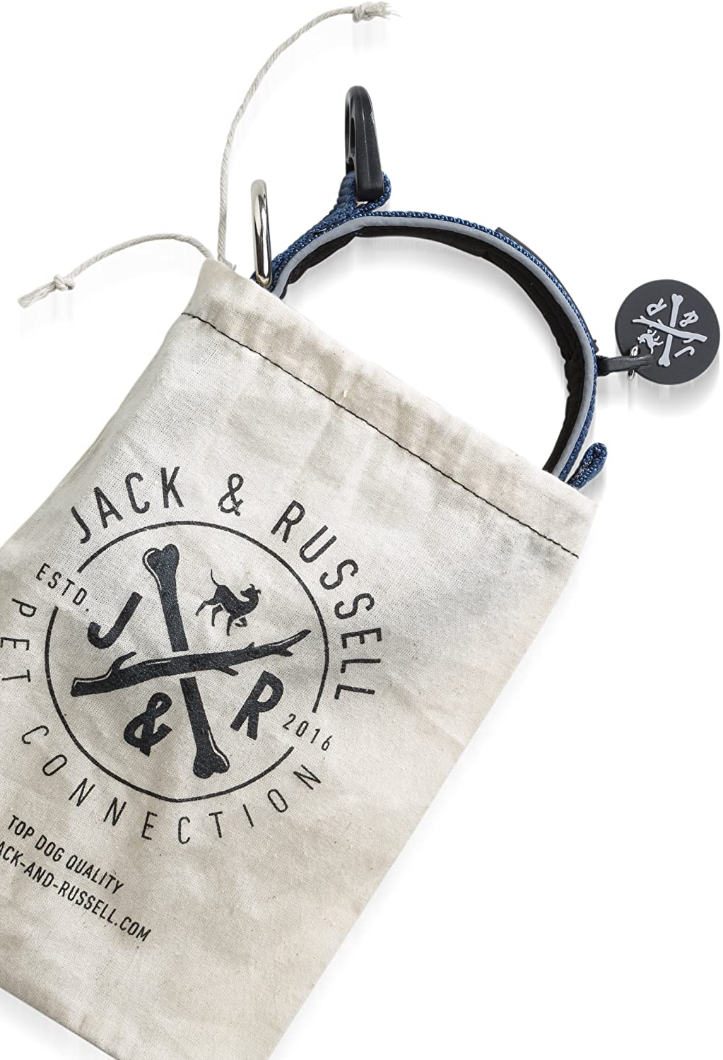  Jack & Russell Premium Collar de Perro Luna Reflectante y Neopreno Acolchado Collar de Perro Varios tamaños y Colores (Circunferencia del Cuello M (35-43 cm), Azul) 