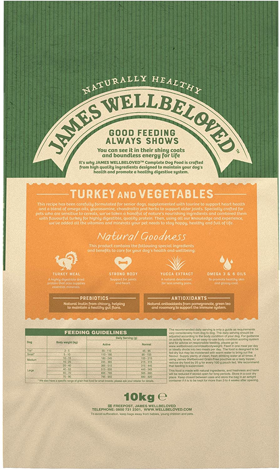  James Wellbeloved Perro Superior de Grano Libre Turquía y Verduras 