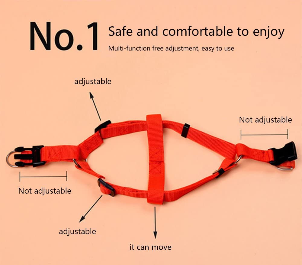  Juego de arnés de perro de cuerda de nylon resistente y resistente, con correa de nylon ajustable (S M L XL XXL) 