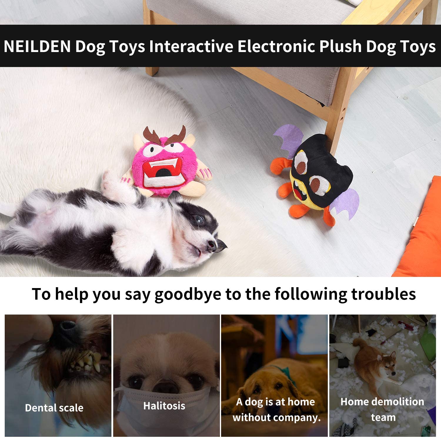  Juguete para perro Juguete interactivo para perro de peluche zumbido Juguete de pelota automático Electrónico Sacudiendo el juguete de salto loco Deportes 2 juegos 