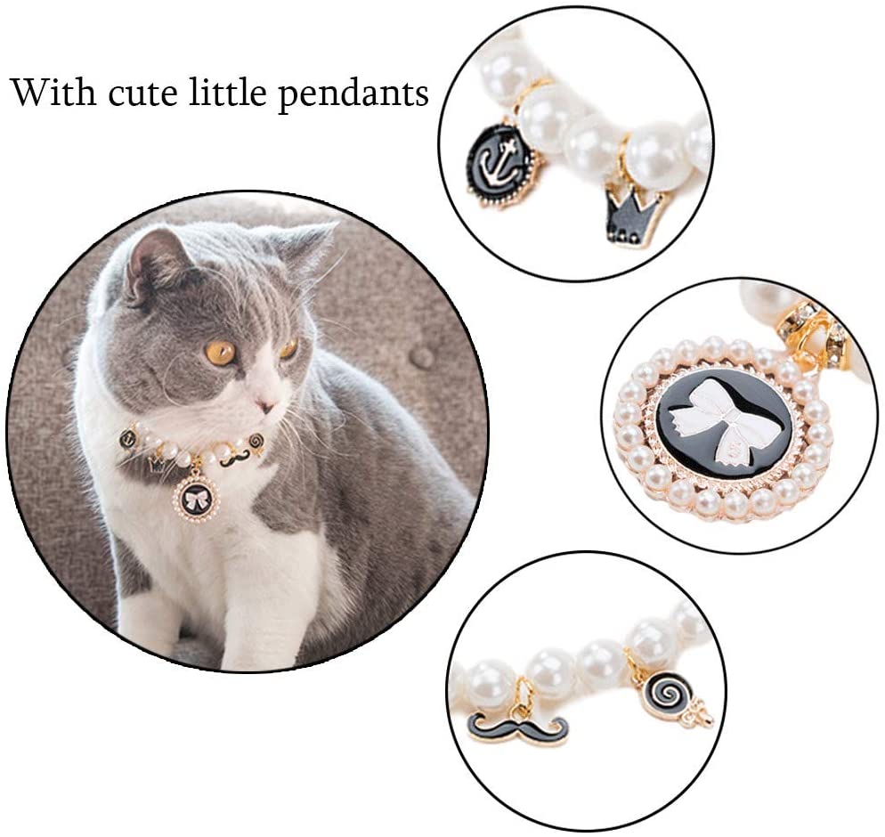  JWShang - Collar de Perlas Ajustables de Cristal para Perro, Colgante de Gato con Brillantes, joyería y Accesorios para Cachorros de Chihuahua, Yorkie, Mini Razas, Mejor Foto de Mascota 