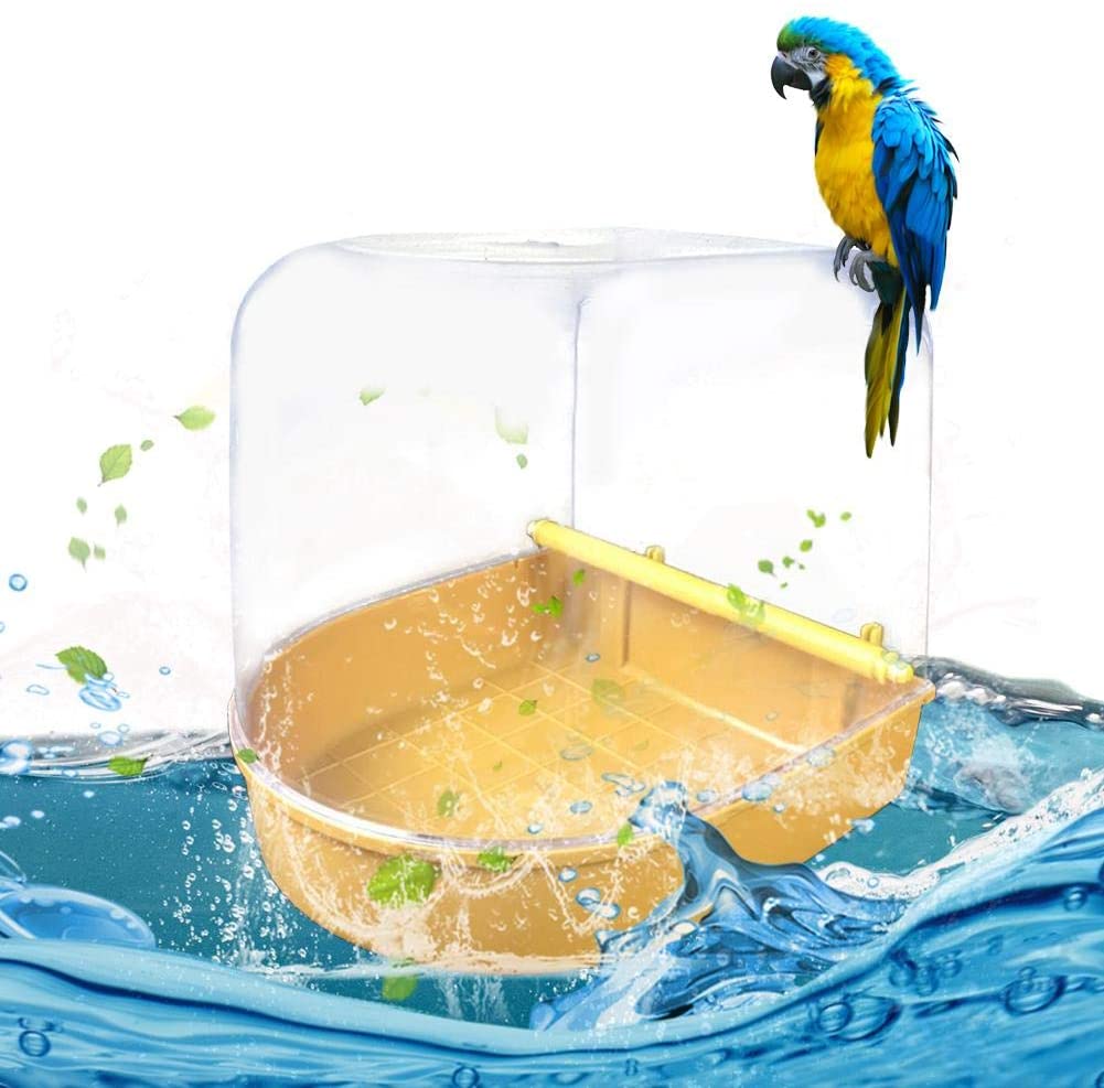  Kitabetty Parrot Bath Bird Suministros de baño, Accesorios para jaulas de pájaros Parrot Supplies Bañera para baño Caja de baño para Aves con diseño Universal Sin Fugas para la mayoría de jaulas 