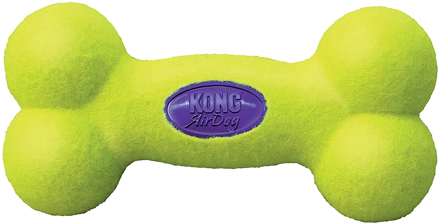  KONG - AirDog® Squeaker Bone - Juguete sonoro y saltarín, tejido pelota de tenis - Raza grande 