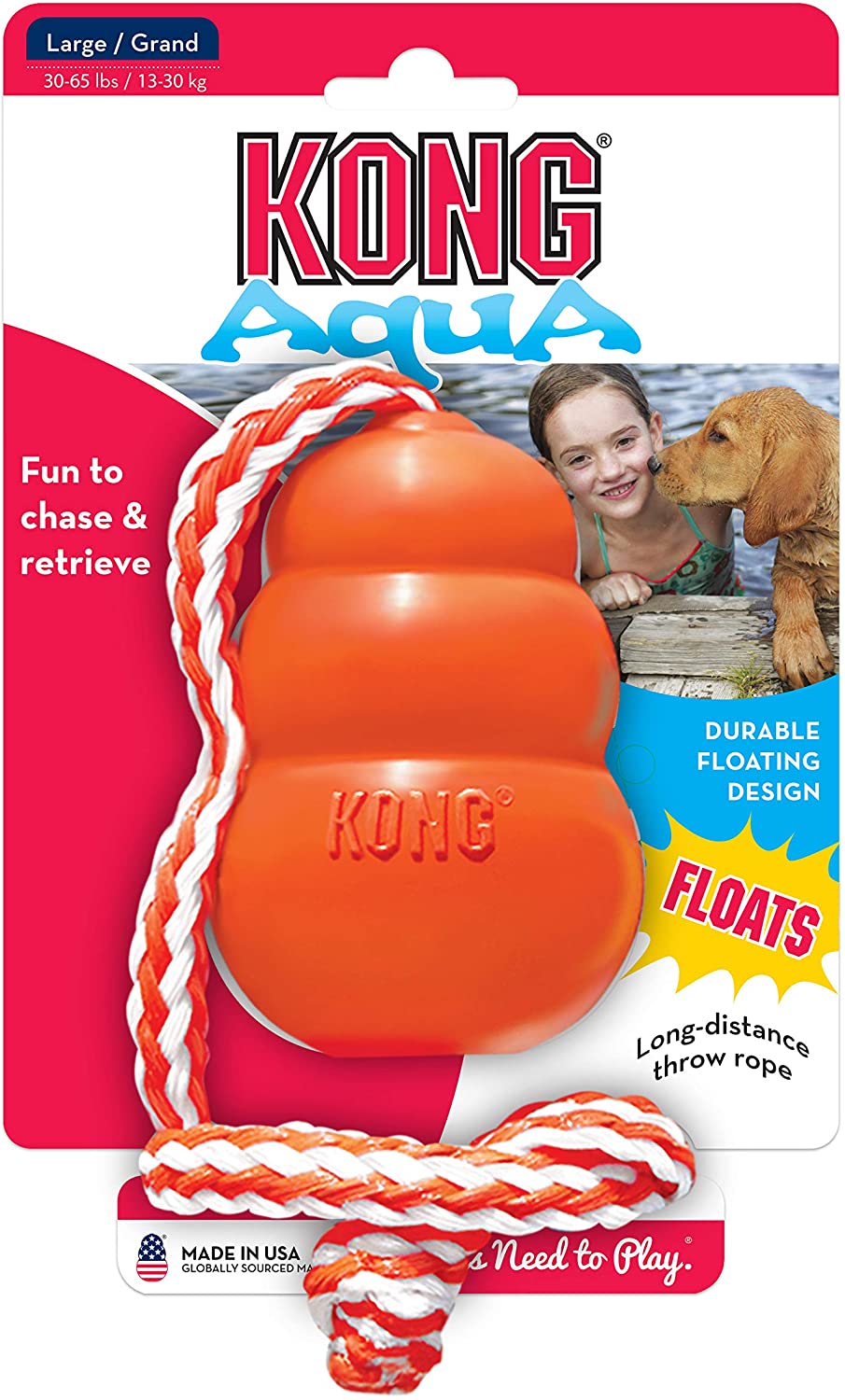 KONG - Aqua - Flotador para buscar, ideal para jugar en el agua - Raza grande 